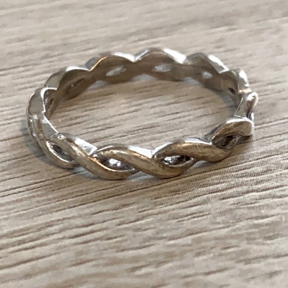 Sterling Silver Twisted Rope Wedding Anniversary Band Ring Vintage With Pouch - Picture 14 of 16